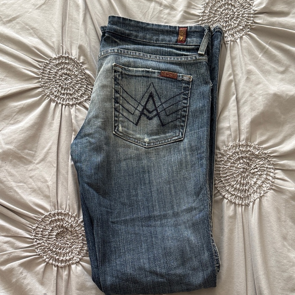 7 For All Mankind Women's Flare Jeans in Medium Blue Wash